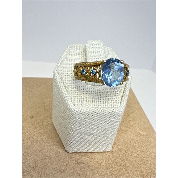 STS Karis Gold Bond Pale Blue Crystal Ring Size 9 - Picture 3 of 10